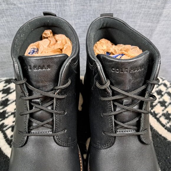 Size 11 Cole Haan Men\'s Grand+ Ultra Chukka Boots in black leather main image 10